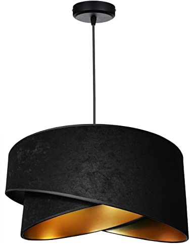 FKL DESIGN Home Deco – Pendelleuchte Esstisch – Hängeleuchten & Pendelleuchten – Deckenlampe Hängend – Lampenschirm Hängelampe- Esszimmerlampe - Wohnzimmer - Küchenlampe - Schwarz - E27, Serie TAD31