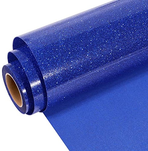 WRAPXPERT Blue Glitter Heat Transfer Vinyl - 10x5ft Glitter Iron on Vinyls,Glitter HTV Vinyls for T-Shirts,Heat Vinyl Design,Easy to Cut(Royal Blue)