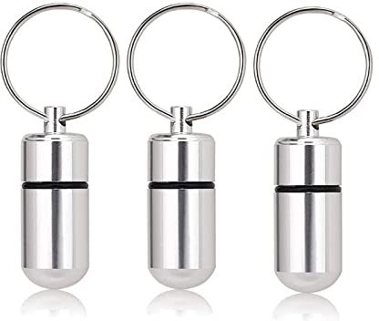 3 Stück Tragbare Mini-Pillendosen Wasserdichte Aluminiumlegierung Pillenflasche Pillenhalter Schlüsselbund Pillenbehälte