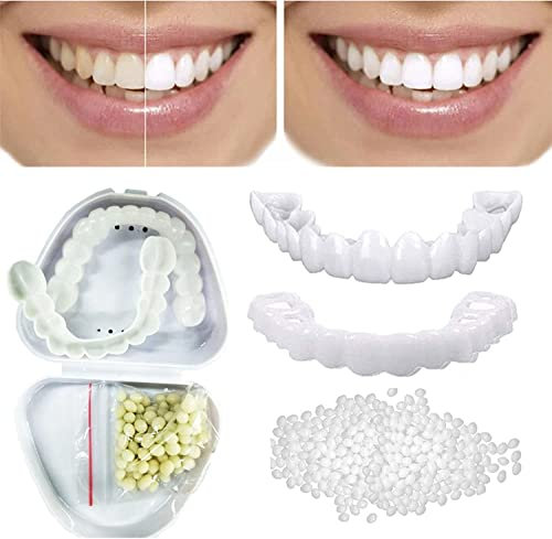 Giural 2 Paare Zähne Veneers Zahnprothese Extra Dünn Comfort Fit Perfect Sicherer Provisorischer Zahnersatz Ober Und Unterkiefer Für Schöne Smile Zähne Furniere Einheitsgröße Für Männer Und Frauen