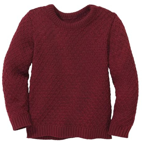 ARAN-PULLOVER Kinder - 100% Bio-Merino – atmungsaktiv & kuschelig warm - unisex Gr. 86 - 140 - nachhaltig & fair - ideal für kalte Tage dank fluffigem Strick - made in Germany | Cassis Gr. 122-128