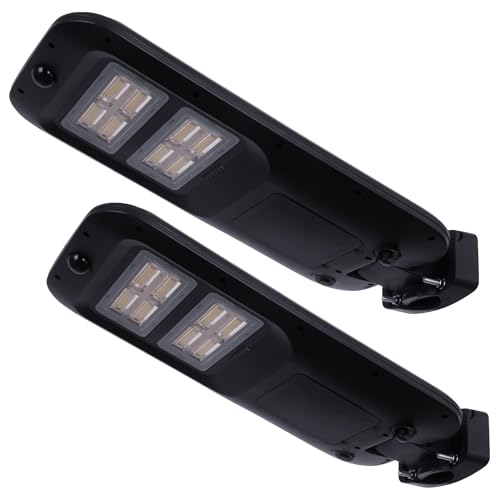 100W-Solar-Straßenlampen für Außenbeleuchtung 6500K automatisch mit PIR-Bewegungssensoren, Fernbedienung, Solarpanels, Beleuchtung für Garten, Terrasse, Hof, wasserdicht IP66 2 Sätze