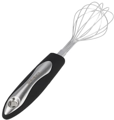 EUROHOME Schneebesen CARMEN aus rostfreiem Edelstahl spülmaschinengeeignet - Rührbesen 26 cm Länge - Rührer Mixer mit ergonomischem Kunststoffgriff - Edler Schaumschläger mit Aufhänger im Griff