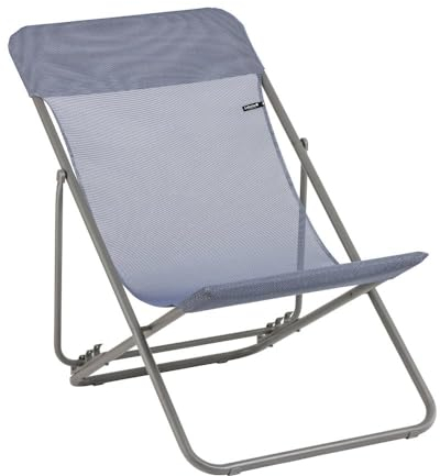 LAFUMA MOBILIER - Mehrpositions-Liegestuhl MAXI TRANSAT - Widerstandsfähiges Batyline-Gewebe - Faltbarer Liegestuhl für Terrasse und Garten - 4 Positionen, Höchster Komfort, Frankreich - Blau Ozean