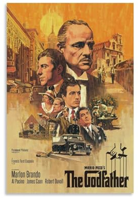 ENILSA Classic Film Top100 The Godfather Movie Poster Dekorative Malerei Leinwand Wandkunst Wohnzimmer Poster Schlafzimmer Malerei,Wandkunst Bilddruck Moderne Familienzimmer Dekor 12x18inch(30x45cm)