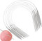 Aeeque Rundstricknadeln 60 cm, 6 Stück Edelstahl Rundstricknadeln Set, Metall Stricknadeln Rundstricknadel für Mütze Ärmel, Leichte Rundstricknadel für Anfänger Arthritis, 2.0mm - 8.0 mm