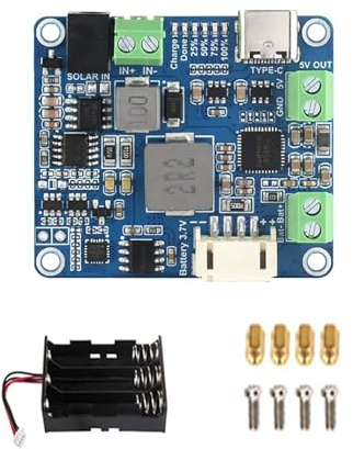 Coolwell Módulos solares Power Manager (D) Fits Raspberry Pi/Jetson Nano/Arduino Supports Type-C Power Adapter or 6 V ~ 24V Solar Panel with Battery Holder (no incluye 18650)