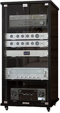Lautsprecherhalterungen, Mobile Audio-Lautsprecherständer, 4-stufiges Audio-Rack, verstellbare Regale, Spielekonsolen, Streaming-Geräte (Farbe: Schwarz, Größe: 56 x 60 x 122 cm)