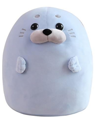 KUKUShining Niedlich Siegel Plüsch, Seehund Plüschtier Kissen Kawaii Robbe Tierkissen Kuscheltier Spielzeug for Kinder Geburtstag(Blue,30CM/11.8IN)