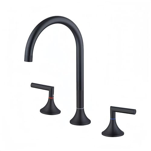 Wasserhahn Bad 3 Loch,wasserhahn badewanne 3 Loch,3 Loch Armatur Badezimmer,3 Loch Badarmatur Waschbecken, 3 Loch Waschbeckenarmatur (schwarz)