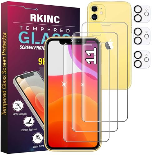 RKINC Panzerglas Schutz Glas für iPhone 11 6.1-Inch mit Kamera Schutzfolie, 3+3 Stück, Panzer HD Displayschutzfolie, Anti- Kratzer, Bläschenfrei, 9H Härte, HD-Klar
