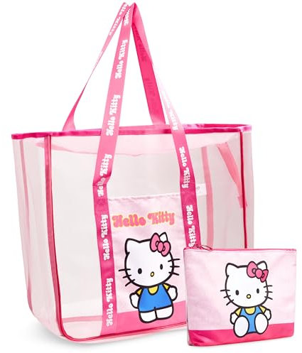 Get Trend Hello Kitty Bolso de Playa Mujer Adolescente Bolsa de Verano con Neceser Pequeño Viajes Accesorios para Mujer (Hello Kitty Rosa)