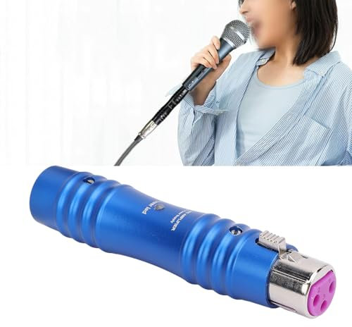 Préampli de Microphone, Amplificateur de Microphone avec Prise Microphone XLR, Préamplificateur de Micro Dynamique à Gain de 28 DB pour Table de Mixage Carte Son karaoké (BLUE)
