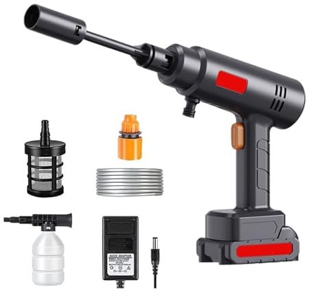 MZZYG Pressure Washer 60Bar Electric Cordless High Pressure Car Wash Gun Washer Supplies Foam Generator Spray Cleaner Car Wash Cleaning Machine(80Wh Lithium battery)