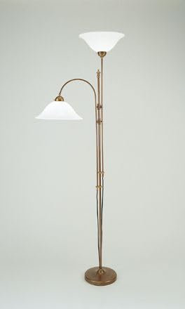 Licht-Erlebnisse Stehlampe Messing Glas in Berliner Messing Wohnzimmer 200 cm E27 mit Leselicht verstellbar blendarm Ambiente Lesen großer Deckenfluter Rustikal