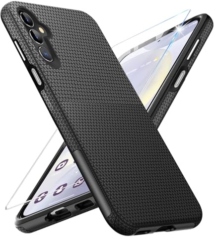 Vaki for Samsung Galaxy S24 Case with Screen Protector, Military Grade Protection S24 Protective Case Rugged PC Hard Silcone Shockproof Cover for Samsung S24 5G Phone Case (Black)