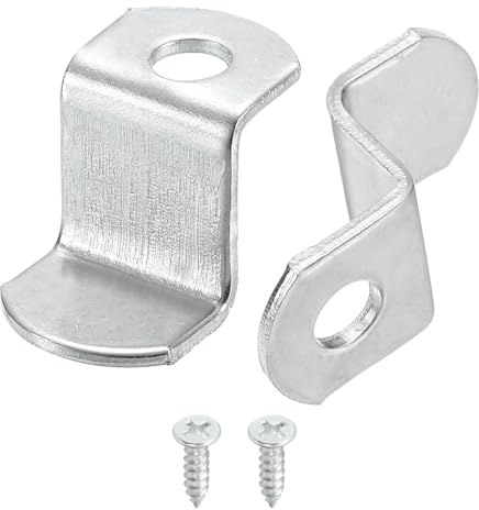QUARKZMAN 10 Stück 1/2 Offset Leinwand Clips, Bilderrahmen Spiegel Clips Z Form Leinwand Gemälde Montage Clips mit 1 Montageloch mit Schrauben, Silber