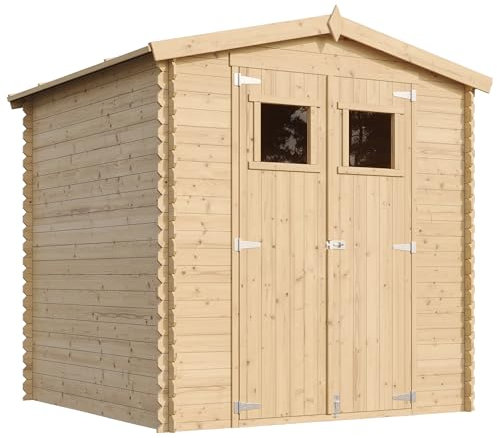 Gartenhaus Holz - Geräteschuppen Holz - Gerätehaus mit Boden Imprägnierte B216xL206xH216 cm/ 3.53 m2 - Fahrrad Schuppen - Gartenhäuser & aufbewahrung Wasserfestes Dach TIMBELA M343+M343G