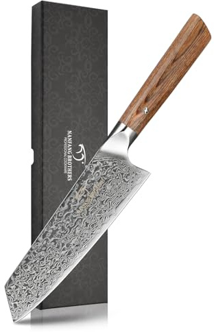 NANFANG BROTHERS Santoku Knives Damascus Steel VG10 Knife 18cm, Sharp, Multi-Functional, Kitchen Cooking Utensil for Cutting Meat, Vegetables, and Fruits, Suitable for Home and Commercial Use.