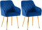 CLP Lot de 2 chaises de Salle à Manger Monett I Chaises rembourrées avec revêtement en Velours, Couleur:Bleu foncé, Matériel du Cadre:métal Or
