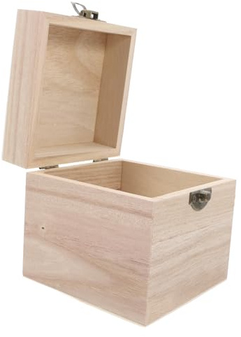 FONDOTIN Boîte Cadeau Carrée en Bois avec Serrure Sécurisée, Finition Polie la Main, Boîte de Rangement Minimaliste pour Bijoux et Petits Objets Lors D'anniversaires