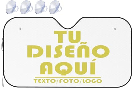 Parasol Personalizado Coche Imprime Cualquiera de Tus diseños Fotos Textos o Logotipos Personalizada Parasol Coche Delantero Plegable con Anti UV Rayos Blanco S