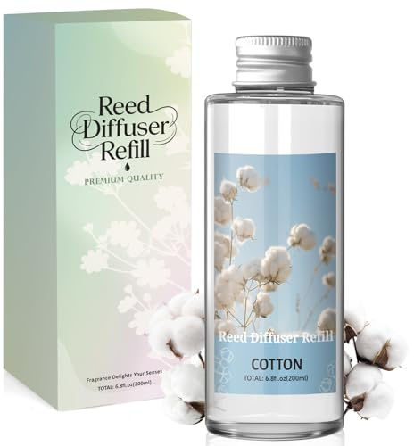 Scent-Hi Raumduft Nachfüller, 200ml Baumwolle, Nachfüller für Duftdiffusor | Reed Diffuser Refill, Raumbeduftung für Schlafzimmer, Badezimmer, Büro, Wohnkultur