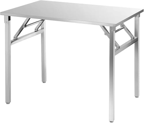 AMDBRAIL Edelstahl Küche Arbeitstisch Tisch,Folding Table 120x60cm, für Lebensmittelzubereitung Küche & Ablagefläche Multifunktionale Gastro Zubereitungstisch Grilltisch