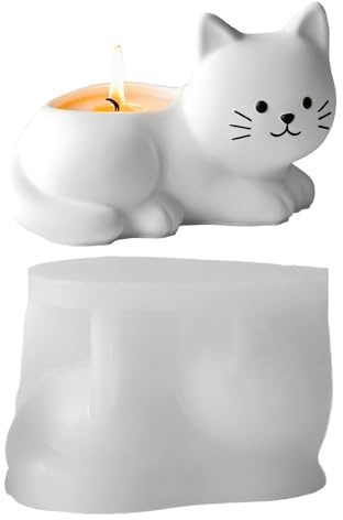 Concrete Shapes - 3D Animal Handmade Mould | Cute Cat Concrete Flower Pot Casting Moulds - For Plaster Clay Candle Pen Holder Home Party Arts and Crafts Family and Friends