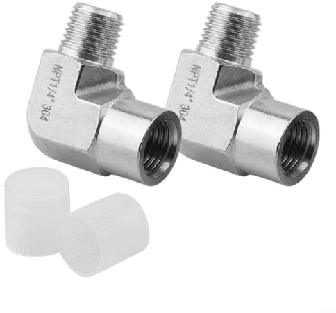 Winkelrohradapter, 304 Edelstahl, 90 Grad, 1/4 Zoll NPT-Außengewinde x 1/4 Zoll NPT-Innengewinde, geschmiedete Armatur für zuverlässige Rohrverbindungen, 2 Stück