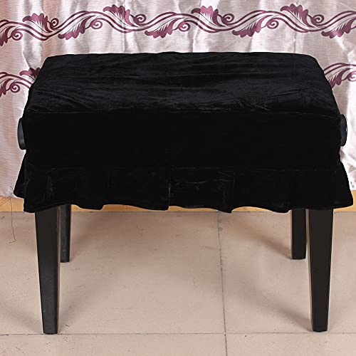 Klavierhocker Bezug Leder Pleuche Klavierhocker-Bezug, Stilvoller Staubschutz Für Stühle, Hocker, Schwarz, Rot, Lila (BLACK)