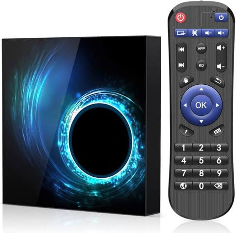 Android TV Box 10.0, Android Box 4GB RAM 32GB ROM Quad-Core Arm Cortex-A53 Con WiFi 2.4G/5.0G Ethernet 10/100M 6k HD Boitier TV Android