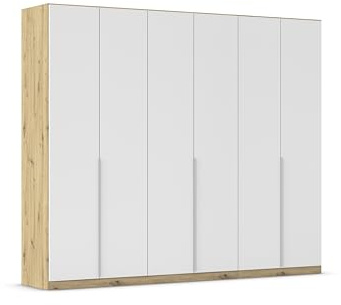 Rauch Möbel Alabama, Kleiderschrank, Farbe Weiß/Eiche Artisan, Breite 271cm | Schrank, 6-türig, Zubehör Premium, für Schlafzimmer, Kinderzimmer, Garderobe, Flur