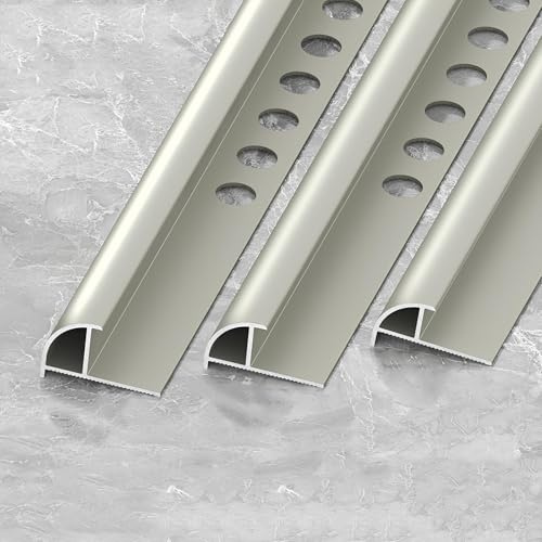 3 Stück Übergangsleiste Fliesenkantenprofile Aluminum Boden Übergang Streifen Für Türöffnungsschwellen, Rampen, Holz,Laminat,Fliesen(Champagne,1.2x90cm(3pcs))