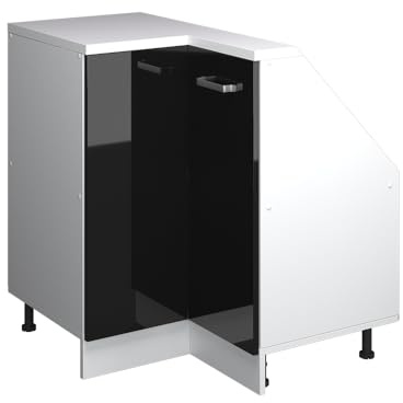 Vicco Mobile cucina angolare per sottotetto R-Line, Nero lucido, 75.6 cm con 1 porta
