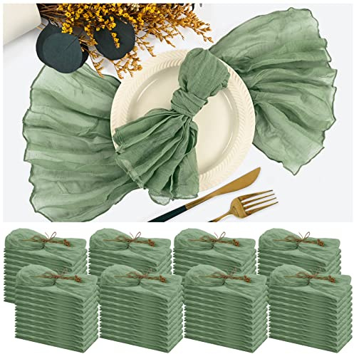 84 Pack Salbeigrüne Käsetuch-Servietten Gaze Servietten Stoff Bulk Set mit 84 Waschbaren Boho Dinner Tischservietten für Hochzeit Party Geburtstagsfeier Dekoration, 50 x 50 cm