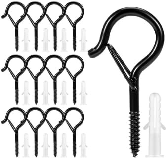 Ganci A Vite, Viti Legno, Viti Da Legno, Viti Per Legno, 12 Pezzi Ganci A Vite Neri Con Tasselli Ad Espansione, M4x17x53mm, Ganci Per Appendere Cornici, Luci E Piante In Acciaio Inossidabile