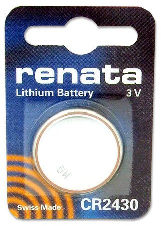1 Pile Bouton au Lithium Renata 2430 fabriquée en Suisse.