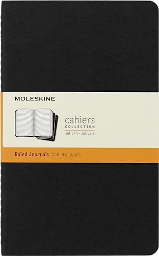 Moleskine Cahier Notizhefte (liniert, Large, Kartoneinband) 3-er-Set schwarz