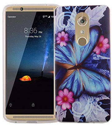 König Design Handyhülle kompatibel mit ZTE Axon 7 Mini Silikon Case Hülle Sturzsichere Back-Cover Handyhülle - Schmetterling Blau