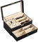 AUTOARK Scatola porta orologi in pelle,per 6 Orologi e 9 Occhiali da Sole,con cassetto,Vetro Trasparente,Nero,AWU-048