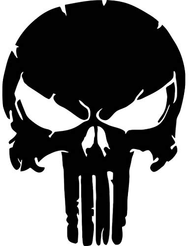 Punisher Wandtattoo Wandaufkleber Schädel Totenkopf Wandsticker Skull (M 28cm(H) x 20cm(B), Schwarz)