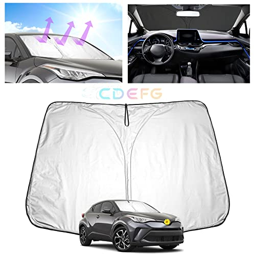 CDEFG Compatible con Toyota C-HR CHR 2016-2024 2025 Parasol Coche Delantero Parabrisas Protector Plegable con Gran Pantalla Anti UV Rayos Mejor Fresco-Parasol CHR 2024 Accesorios