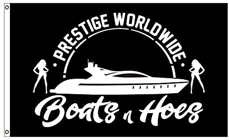 Prestige Worldwide Flag Boats & Hoes Banner Flag With Two Yellow Buttonholes for Bar Beer House College Dorm Room Man Cave Tailgates and Parties