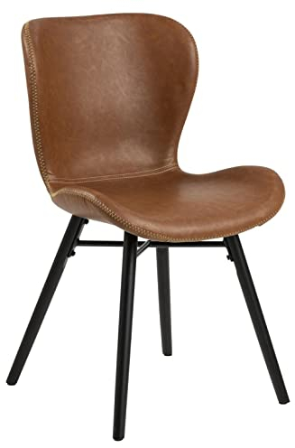 Kunstlederstuhl Tilda mit schrägen Beinen - cognac/schwarz