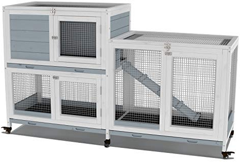 GDLF 58 Rabbit Hutch, Bunny Cage Indoor with Wheels & Cleaning Tray