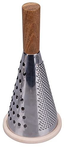 Grattugia multifunzione in acciaio inox e legno di faggio, 3 tipi di lame