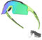 KAPVOE Polarisierte Fahrradbrille für Herren Damen mit 3 Wechselgläsern, TR90 Rahmen – Sportsonnenbrille für Radfahren, MTB, Rennrad – Inklusive Sonnenbrille, Sportbrille, UV-Schutz 10 Grün Schwarz