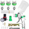 HVLP Lackierpistole Spritzpistole Set 3 Düsen 1,4mm 1,7mm 2,0mm Farbsprühsystem Spraypistole mit 600ml Plastikbecher Luftdruckregler Spritzpistolen Anschlussadapter(Grün)
