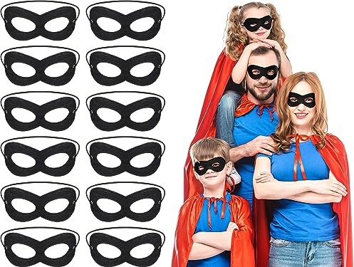 LLGSDLL 12 Stück Halloween Maskerade Augenmasken fasching Schwarze Panzerknacker Maske Halloween Ball Kostüm mit Gummiband Männer Maskerade Maske für Halloween Festival Karneval Kostüm Cosplay Party